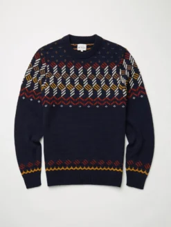 Baird Sweaters Yoke Fairisle Crewneck Knit Sweater - Marine
