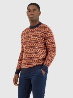 Baird Fairisle-Textured Crewneck Sweater - Marine Sweaters