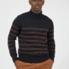 Baird Textured Striped Roll-Neck Sweater - Dark Navy Sweaters