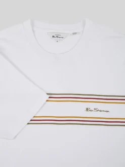 Baird Loungewear Chest Stripe Logo Tee - White