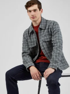 Baird Monochromatic Check Print Jacket - Steel