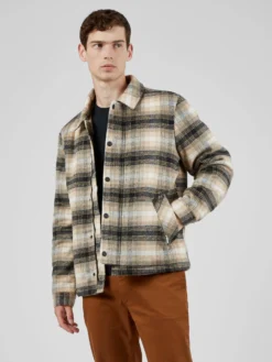 Oved Wool Blend Check Coach Jacket Casual Jackets