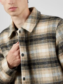 Oved Wool Blend Check Coach Jacket Casual Jackets