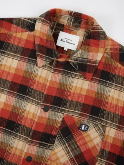 Baird Casual Jackets B By Ben Sherman Check-Print Chore Jacket - Burnt Orange