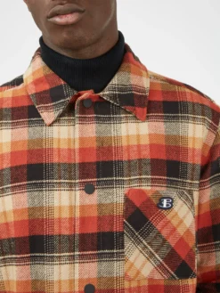 Baird Casual Jackets B By Ben Sherman Check-Print Chore Jacket - Burnt Orange