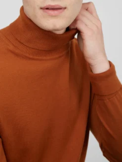 Baird Sweaters Signature Knit Roll-Neck Sweater - Caramel