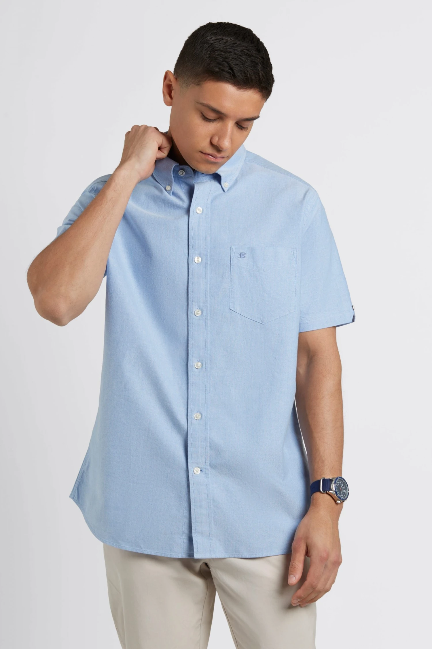Northstar Short Sleeve Brighton Oxford Organic Shirt - Pale Blue Short-Sleeve Shirts 3 Northstar Short Sleeve Brighton Oxford Organic Shirt - Pale Blue Short-Sleeve Shirts