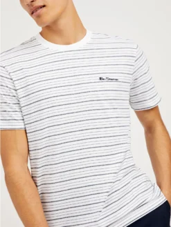 Oved T-Shirts Mini-Stripe Jersey T-Shirt - Bright White