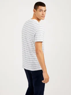 Oved T-Shirts Mini-Stripe Jersey T-Shirt - Bright White