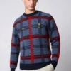 Baird Team GB Men's House Check Crew Neck Sweater - Navy Team GB Shop