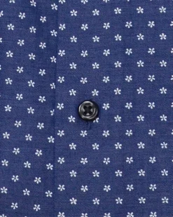LF Tailored Shop Floral Print On Navy Twill Slim Fit Dress Shirt