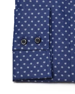 LF Tailored Shop Floral Print On Navy Twill Slim Fit Dress Shirt