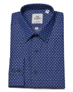 LF Tailored Shop Floral Print On Navy Twill Slim Fit Dress Shirt