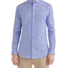 LF Stretch Blue And Orange Dobby Gingham Slim Fit Dress Shirt