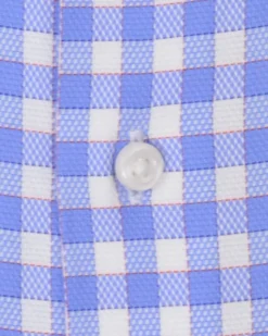 LF Stretch Blue And Orange Dobby Gingham Slim Fit Dress Shirt