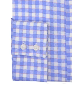 LF Stretch Blue And Orange Dobby Gingham Slim Fit Dress Shirt