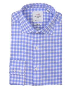 LF Stretch Blue And Orange Dobby Gingham Slim Fit Dress Shirt