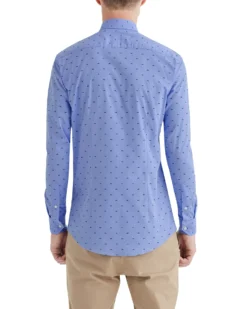 LF Blue Scooter Print Skinny Fit Dress Shirt Tailored Shop