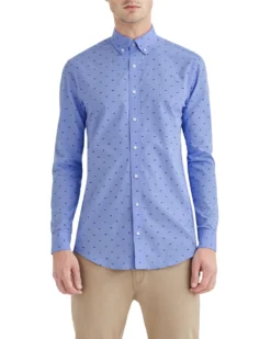 LF Blue Scooter Print Skinny Fit Dress Shirt Tailored Shop