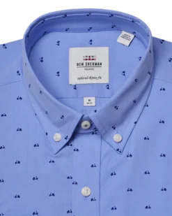 LF Blue Scooter Print Skinny Fit Dress Shirt Tailored Shop