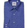 LF Navy & Blue Dobby Gingham Slim Fit Dress Shirt Tailored Shop