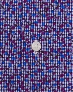 LF Multi Floral Printed Gingham Skinny Fit Dress Shirt