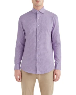 LF Tailored Shop Purple Textured Dobby Slim Fit Dress Shirt