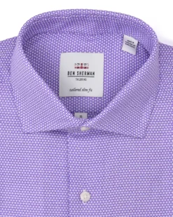 LF Tailored Shop Purple Textured Dobby Slim Fit Dress Shirt
