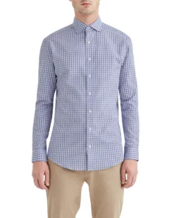 LF Tailored Shop Navy & White Jasper Check Slim Fit Dress Shirt