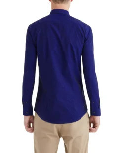 LF Tailored Shop Navy Dash Clip Spot Slim Fit Dress Shirt