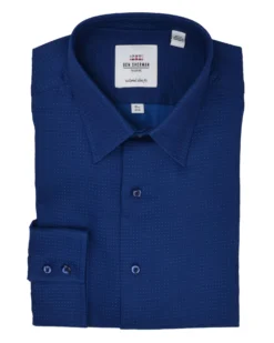 LF Teal & Navy Solid Dobby Slim Fit Dress Shirt