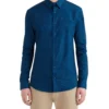 LF Teal & Navy Solid Dobby Slim Fit Dress Shirt