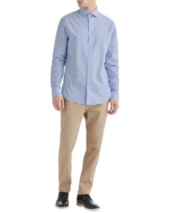 LF Light Blue EOE Dobby Check Slim Fit Dress Shirt