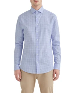 LF Light Blue EOE Dobby Check Slim Fit Dress Shirt