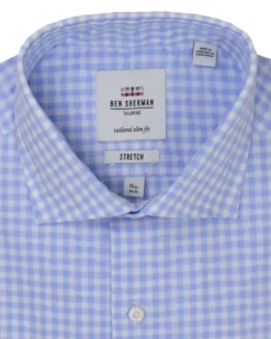 LF Light Blue EOE Dobby Check Slim Fit Dress Shirt