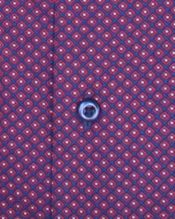 LF Navy & Rust Diamond Print Slim Fit Dress Shirt