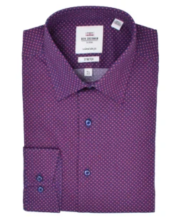 LF Navy & Rust Diamond Print Slim Fit Dress Shirt