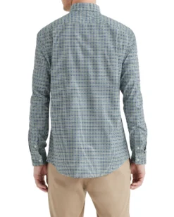 LF Olive & Navy Dobby Check Slim Fit Dress Shirt