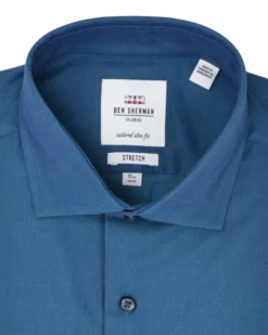 LF Tailored Shop Forest & Navy Tonic Herringbone Slim Fit Dress Shirt