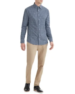 LF Tailored Shop Black & Royal Dobby Gingham Slim Fit Dress Shirt