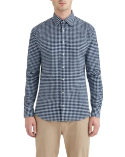 LF Tailored Shop Black & Royal Dobby Gingham Slim Fit Dress Shirt