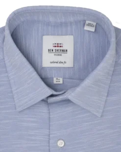 LF Grey Slub Knit Slim Fit Dress Shirt Tailored Shop