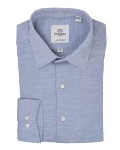 LF Grey Slub Knit Slim Fit Dress Shirt Tailored Shop