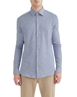 LF Grey Slub Knit Slim Fit Dress Shirt Tailored Shop