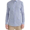 LF Blue & Grey Heather Check Slim Fit Dress Shirt Tailored Shop