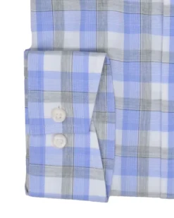 LF Blue & Grey Heather Check Slim Fit Dress Shirt Tailored Shop