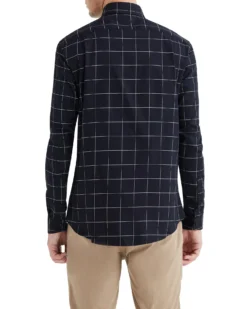 LF Black Windowpane Check Slim Fit Dress Shirt