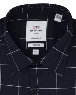 LF Black Windowpane Check Slim Fit Dress Shirt