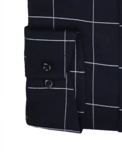 LF Black Windowpane Check Slim Fit Dress Shirt