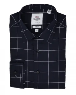 LF Black Windowpane Check Slim Fit Dress Shirt